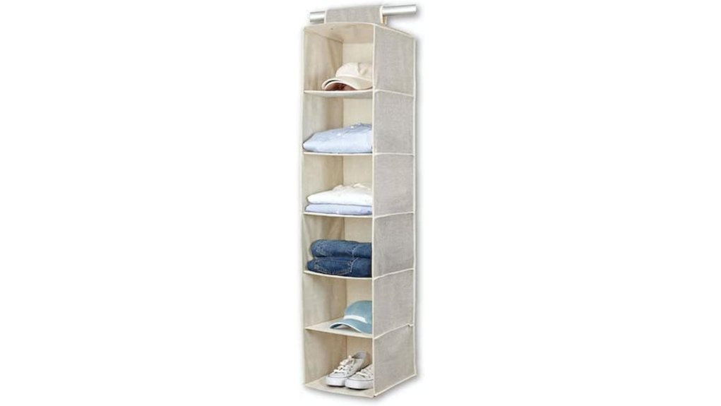 beige sweater closet organizer