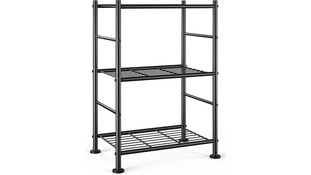 black 3 tier metal shelf