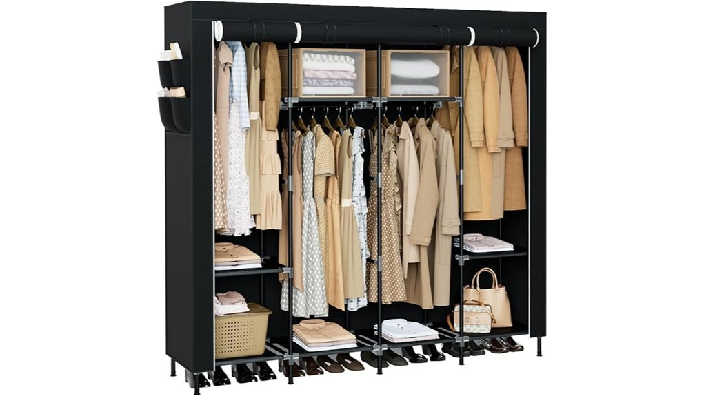 black portable closet shelves