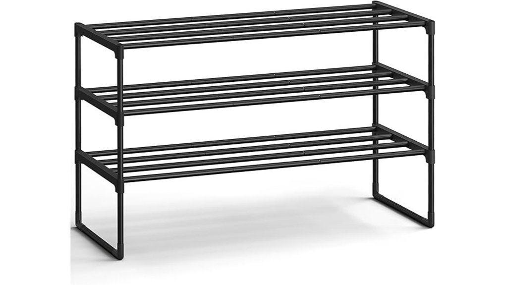 black three tier shoe organizer