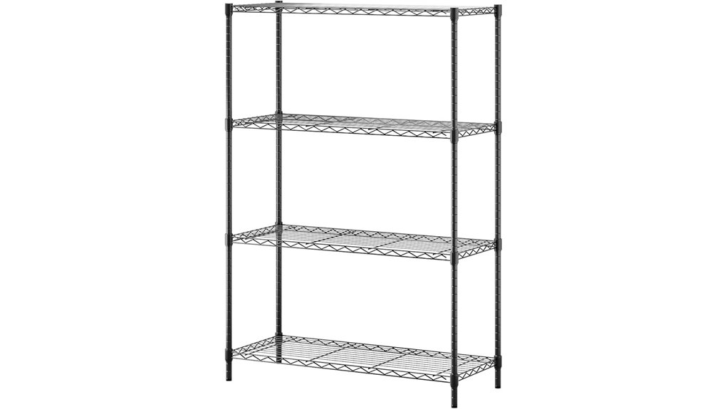 black wire storage shelves