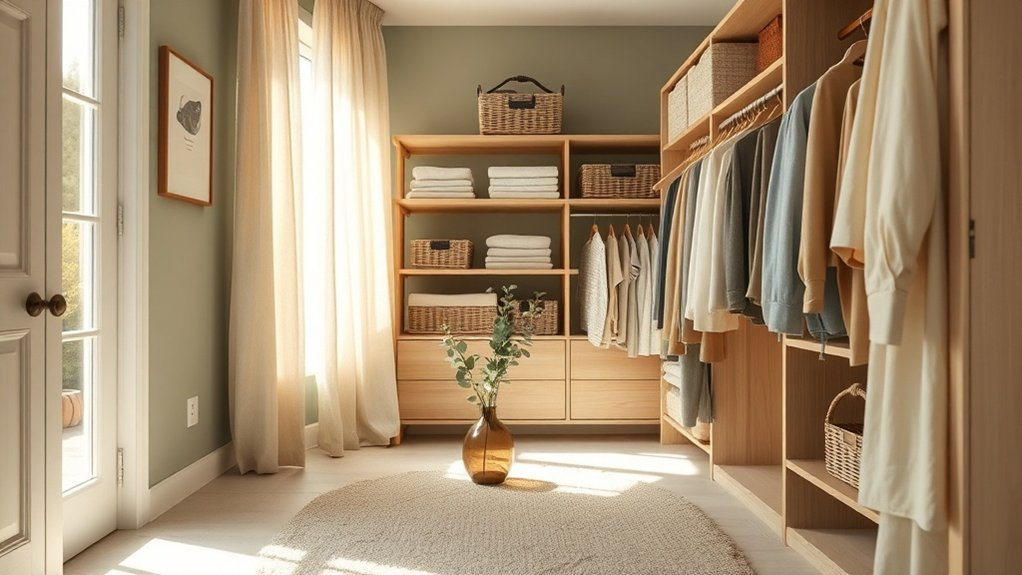calm coordinated closet organization