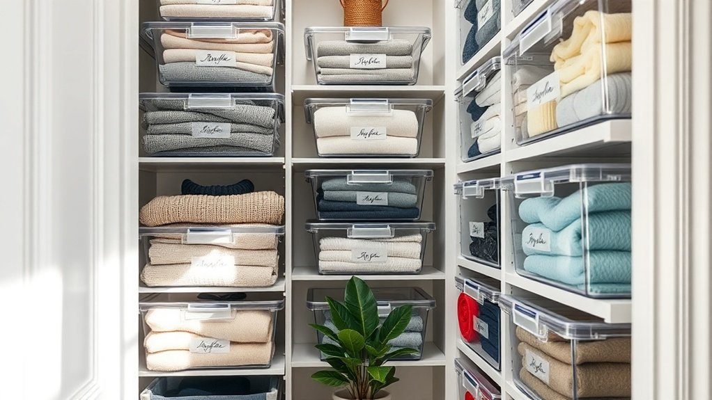 clear bins and labels