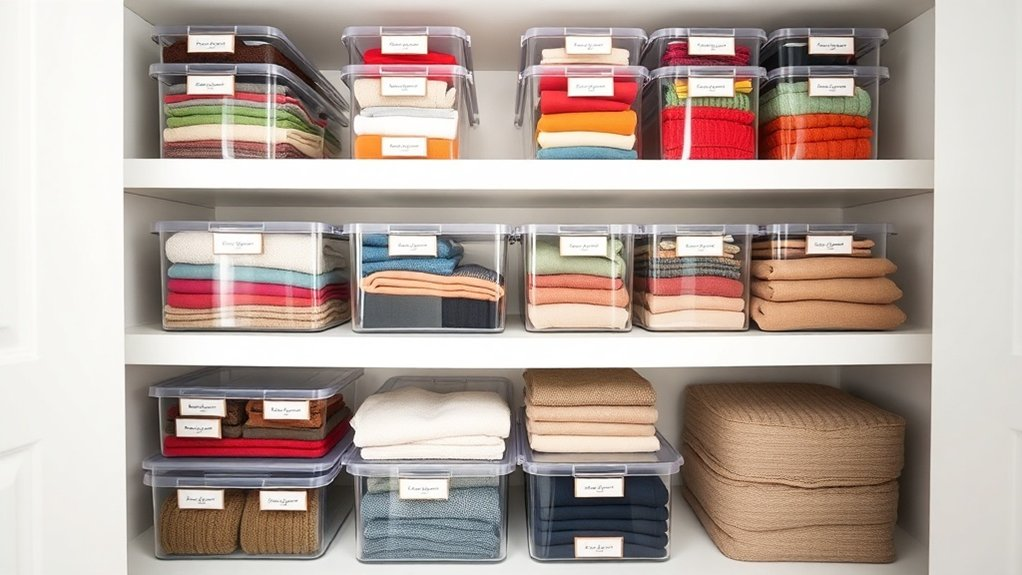 clear containers organized closet