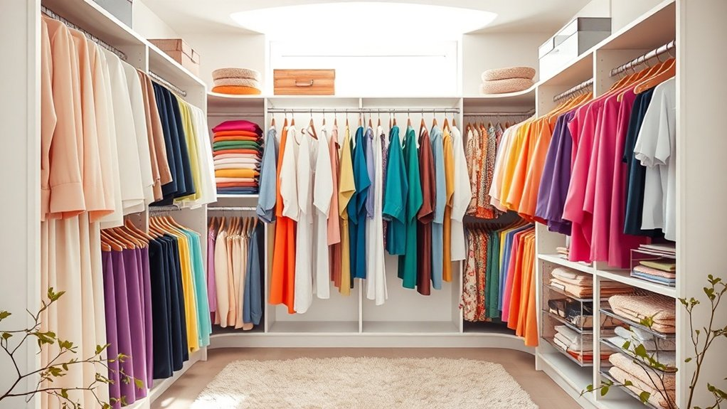 color coordinated closet organization