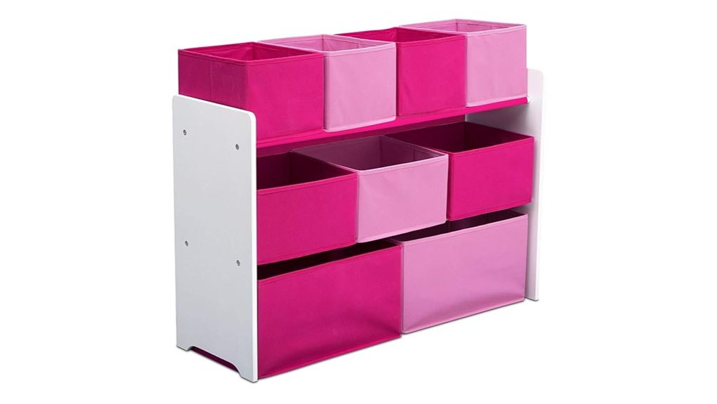 colorful multi bin toy storage