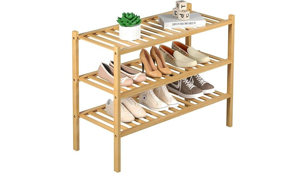 compact bamboo shoe organizer