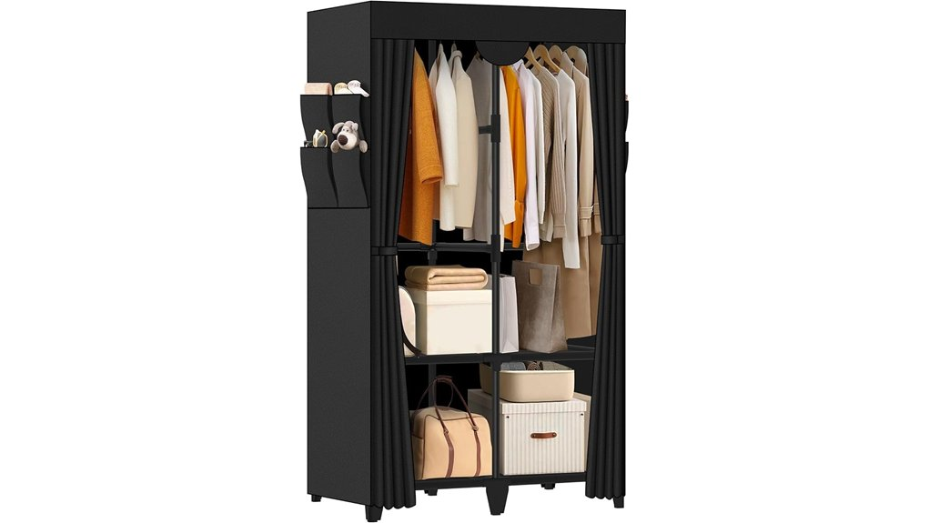 compact black wardrobe storage