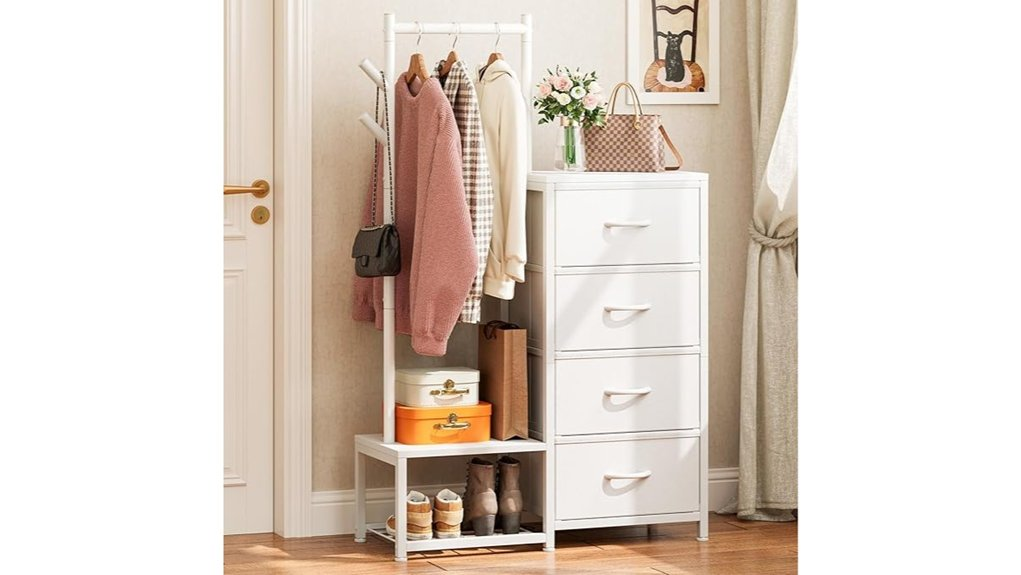 compact dresser with rack