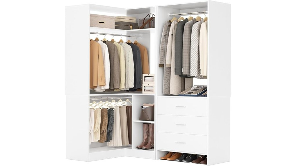 corner closet system drawers