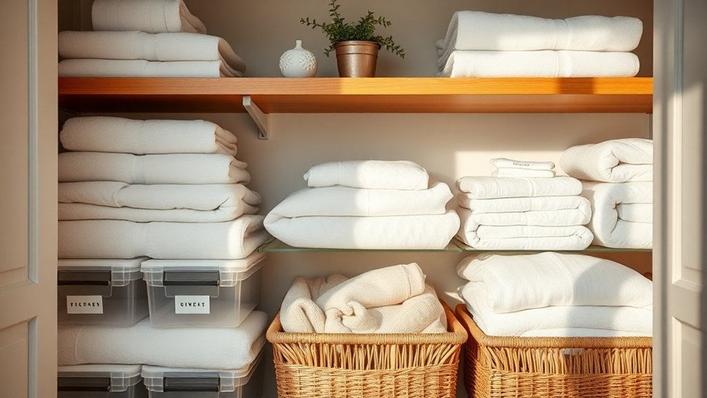creative linen closet organization
