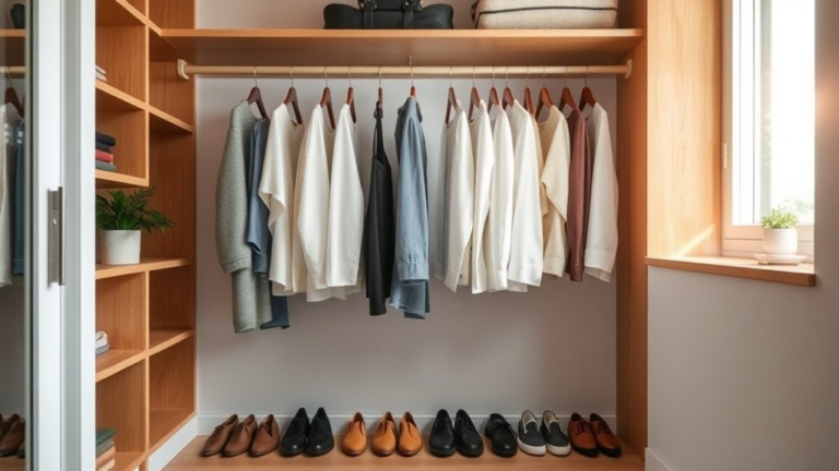 decluttered wardrobe for space