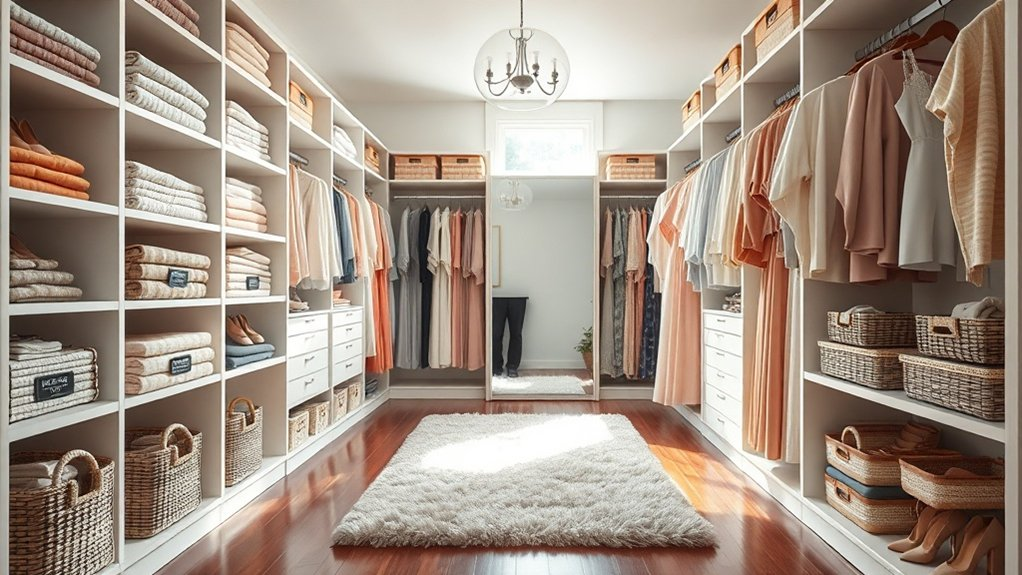 efficient walk in closet organization