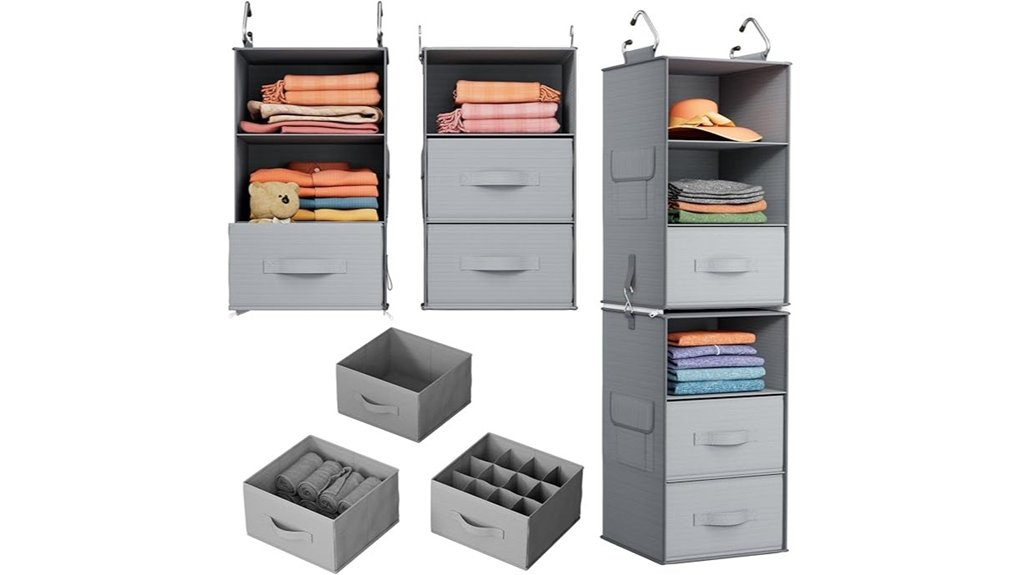 gray 6 shelf closet organizer