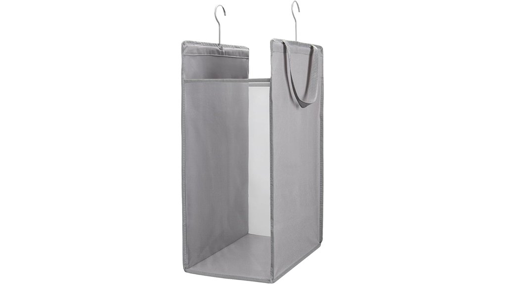 grey hanging laundry hamper