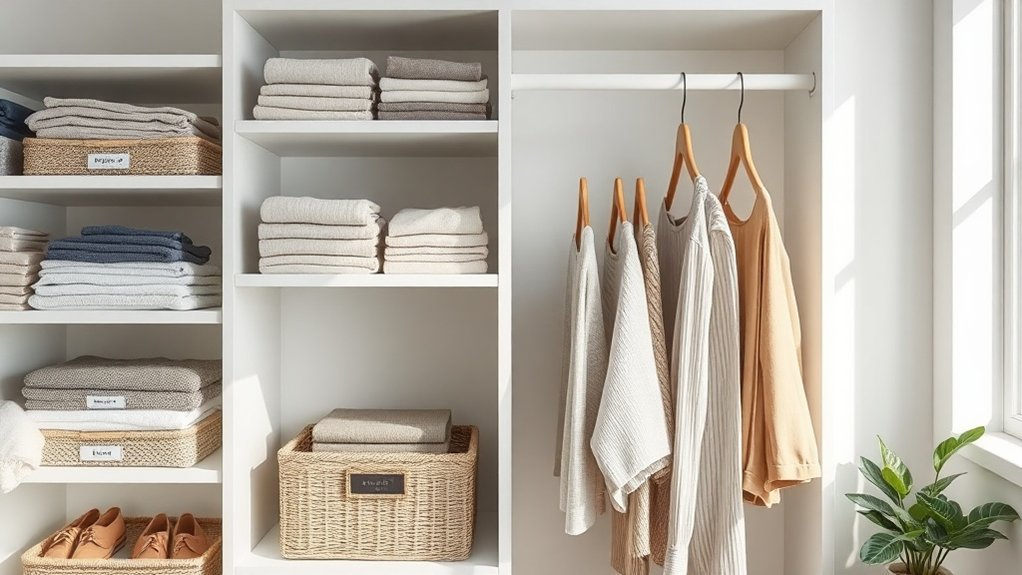 minimalist open shelving organization