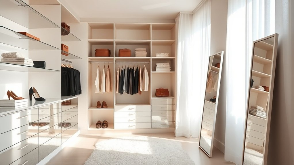 mirrored cabinets for elegance