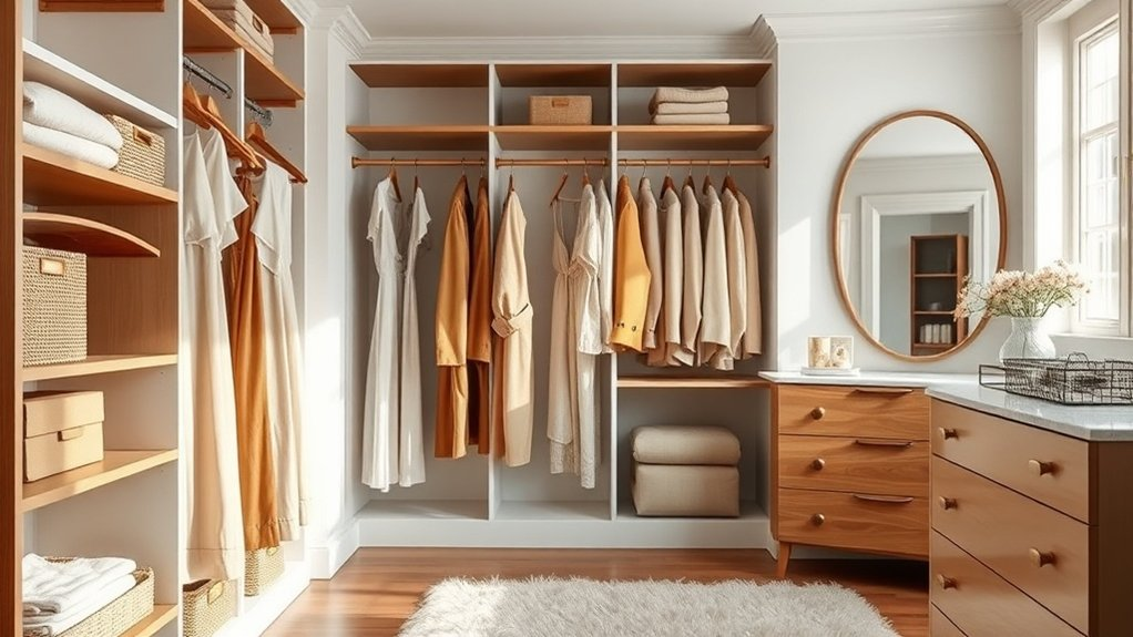neutral aesthetic closet organization