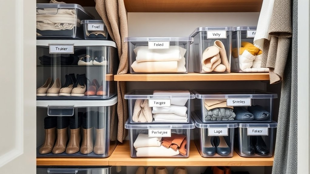 organize closet with bins