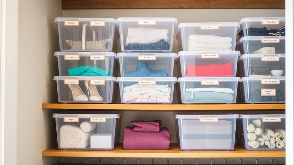 organize closets with bins
