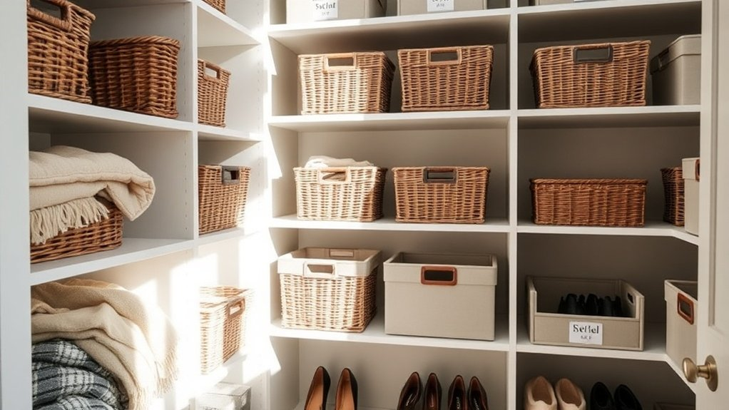organize closets with bins