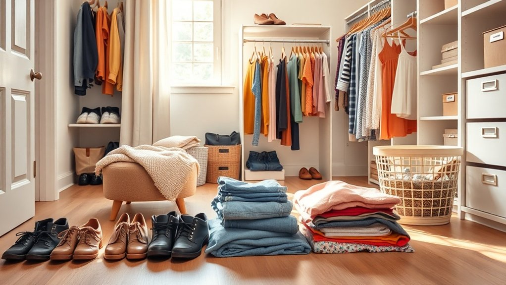 organize wardrobe by category