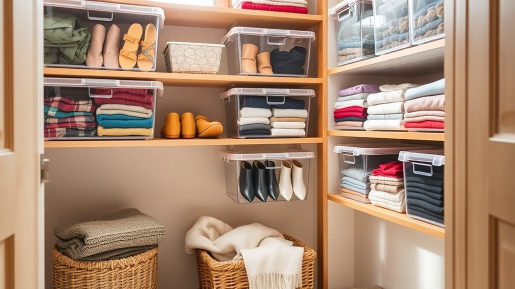 organize with clear bins