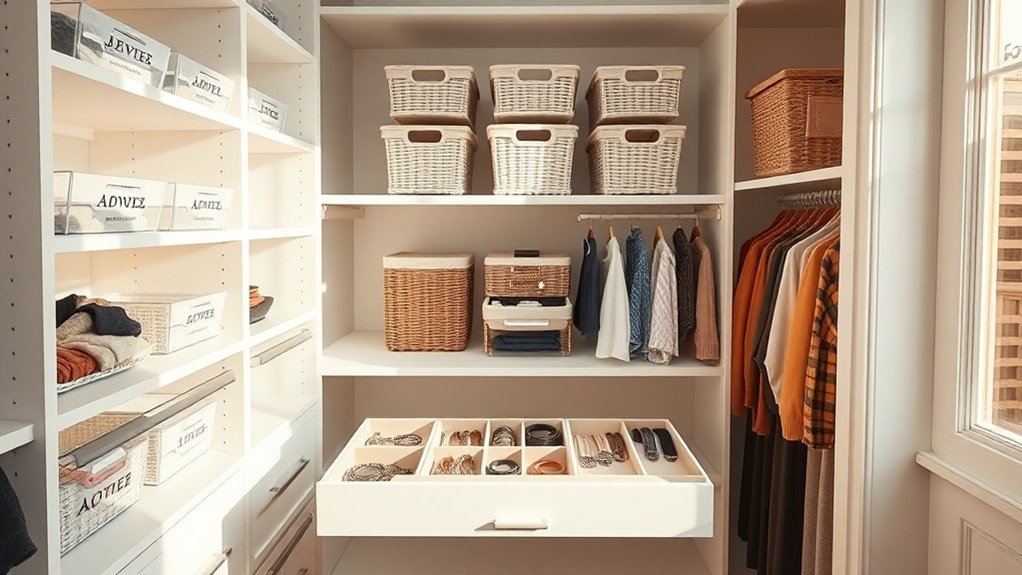 organize with clear bins