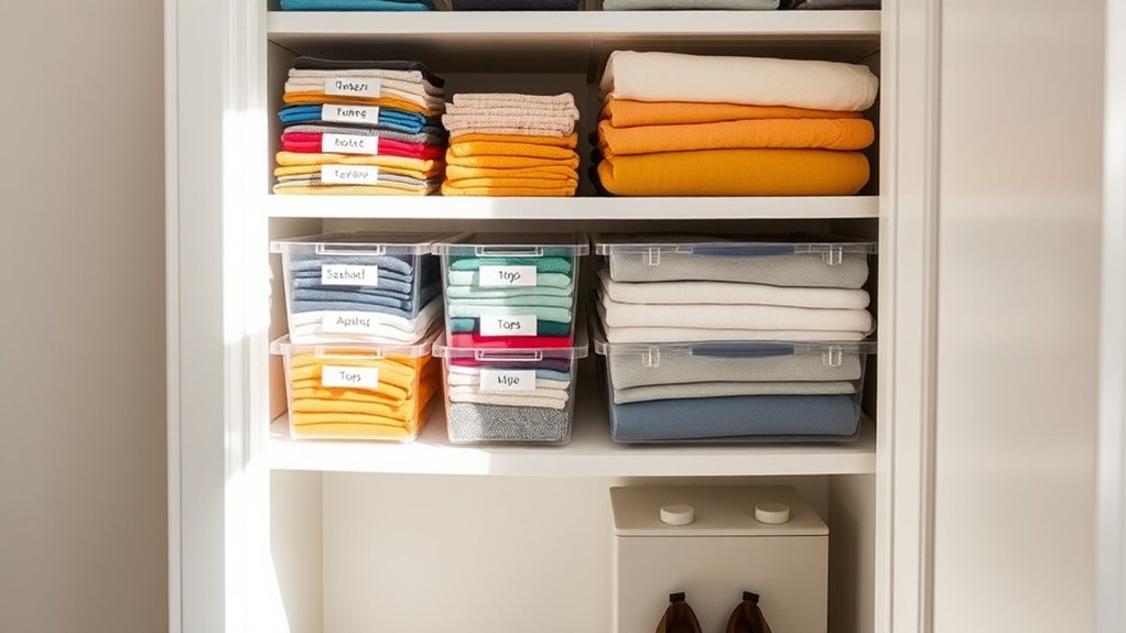 organize with clear bins