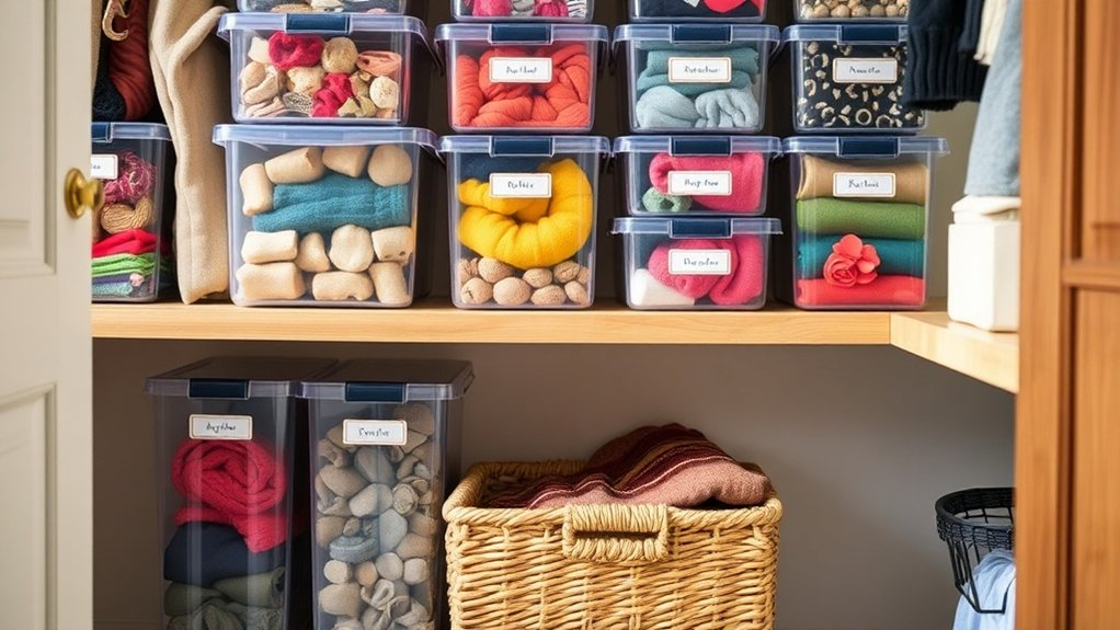 organize with clear bins