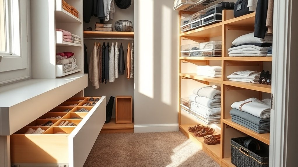 organize with dividers and bins