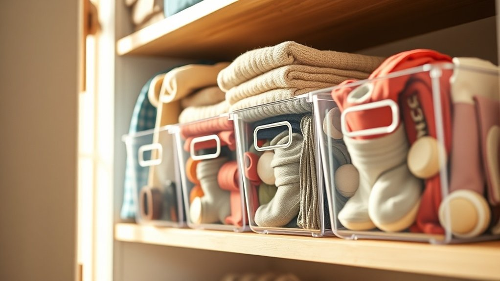 organize with labeled bins