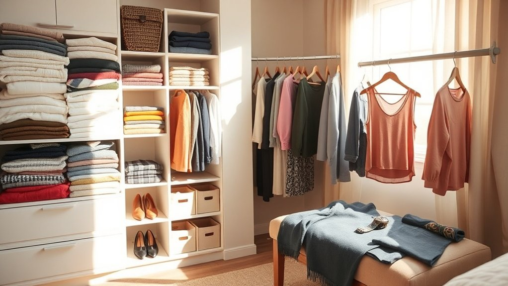 organized closet outfit zones