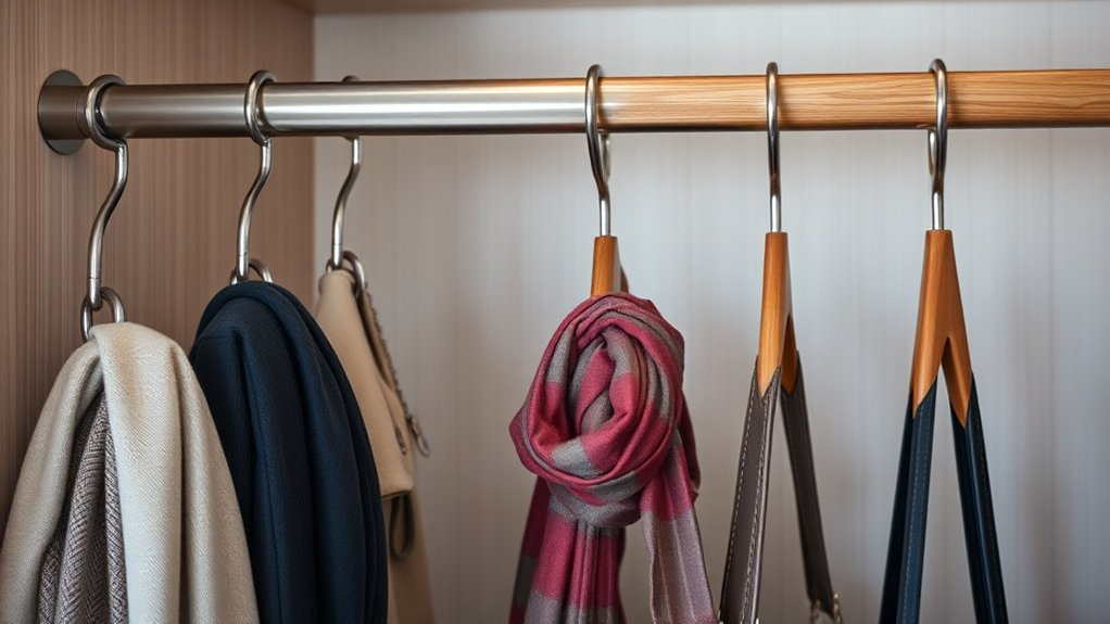 organized closet with hooks