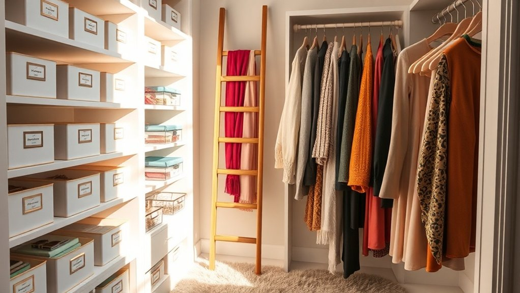 organized closet with labels