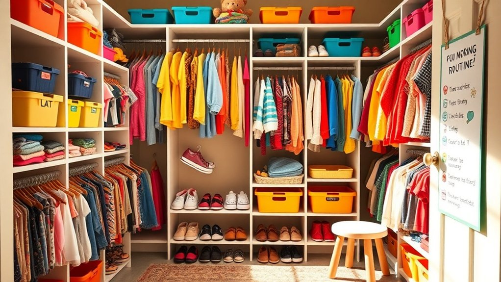 organized kids closet routine