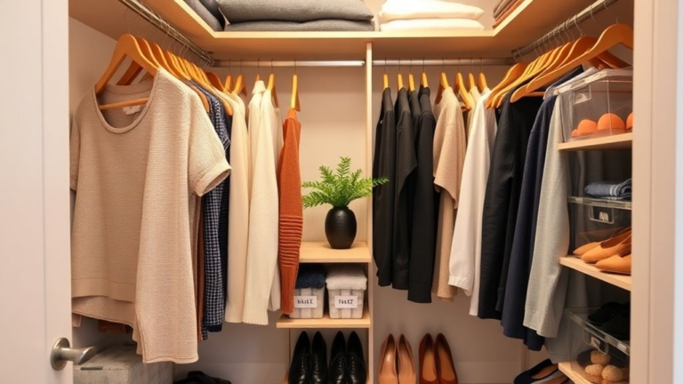 organized small closet setup