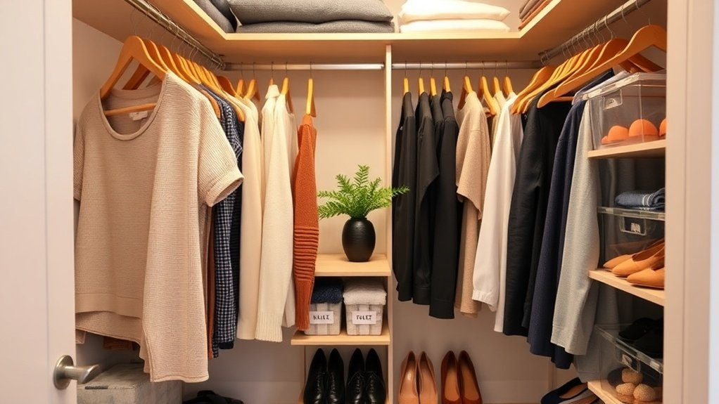 organized small closet setup