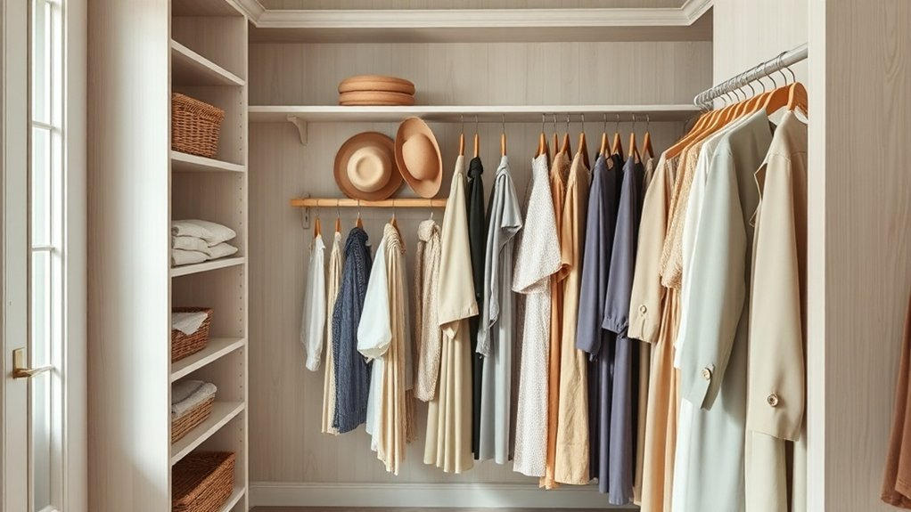 organized vertical closet zones