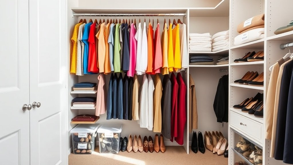 organizing clothes by categories