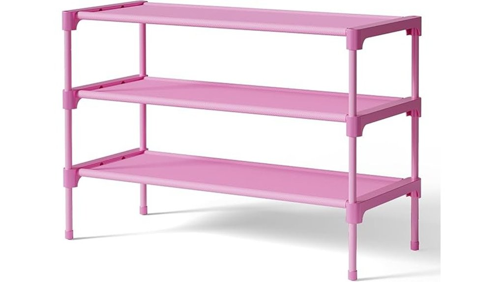 pink 3 tier shoe rack