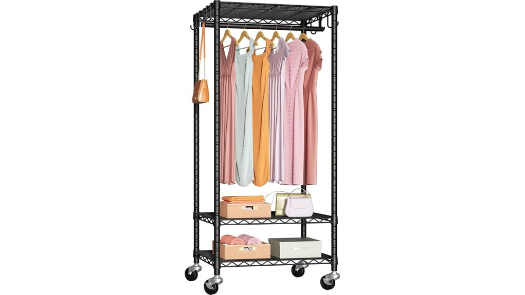portable clothing rack wheels