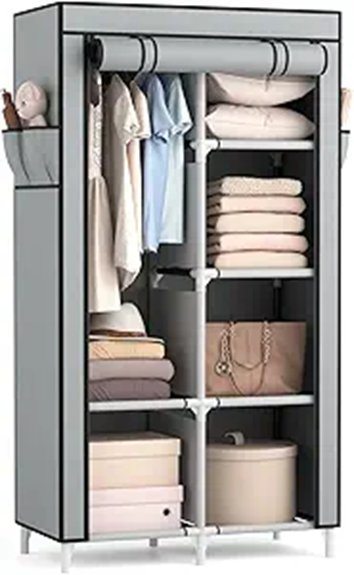 portable wardrobe with shelves