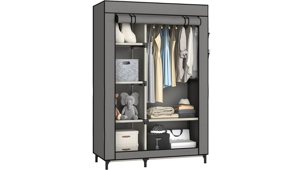 portable wardrobe with shelves