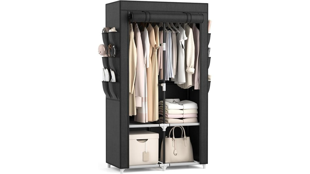 portable wardrobe with shelves