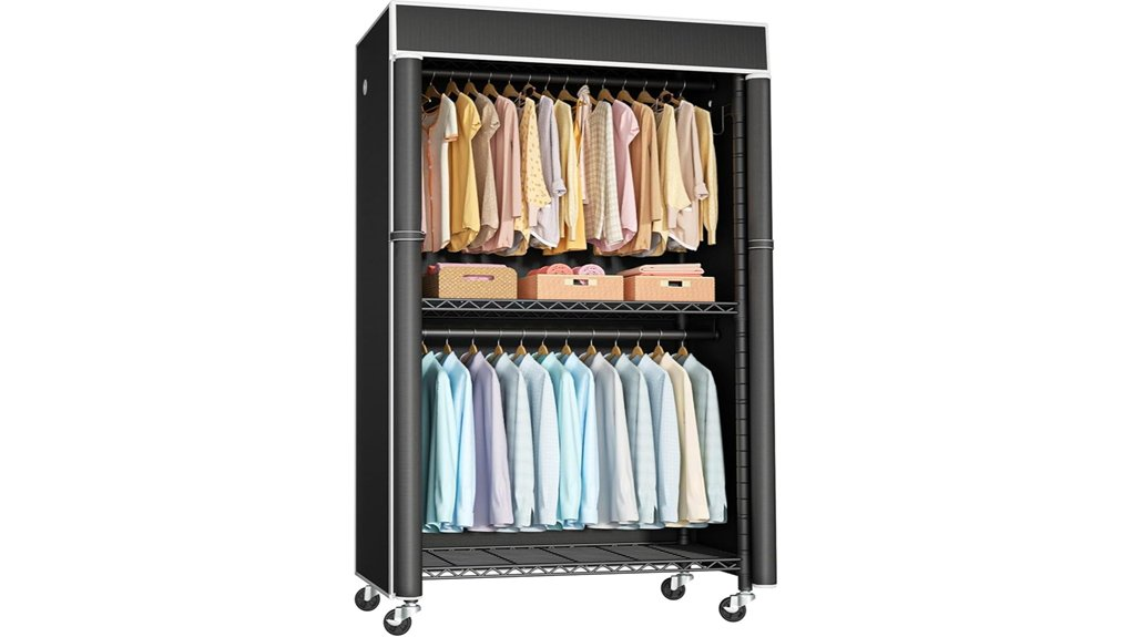 rolling clothing rack cover