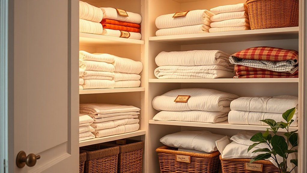 seasonal linen closet organization