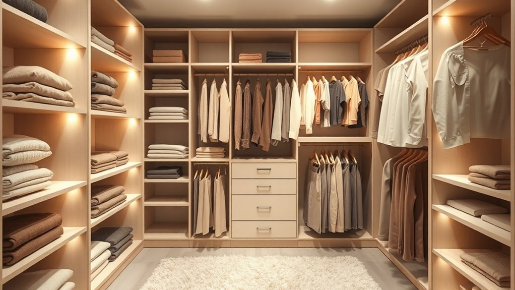 serene organized versatile closet design