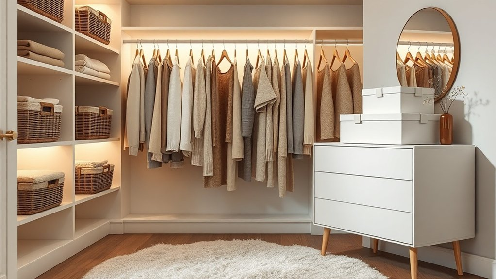 serene stylish closet organization