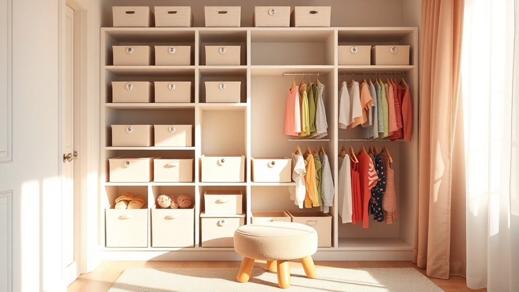 simplified kids closet organization